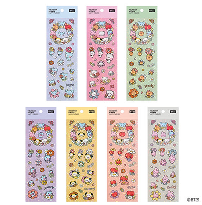 Bt21 - Minini Hologram Sticker Happy Flower Shooky/Product Detail/KPOP Merch