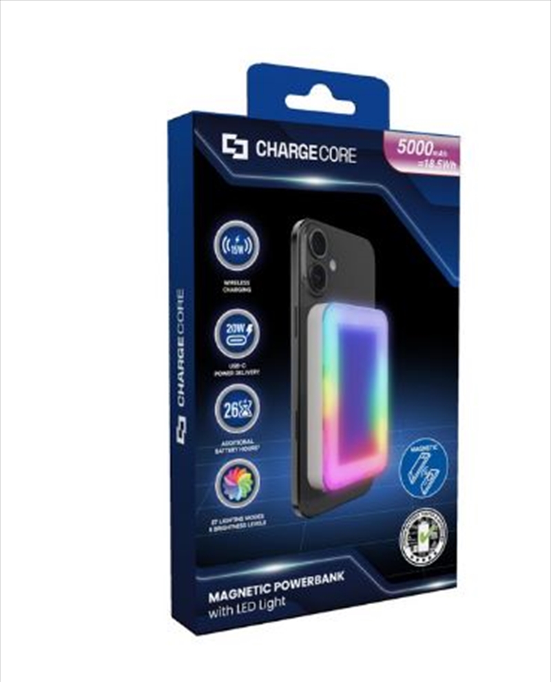 ChargeCore 5000mAh 15W Magnetic Wireless Power Bank White with fill Light/Product Detail/Power Adaptors