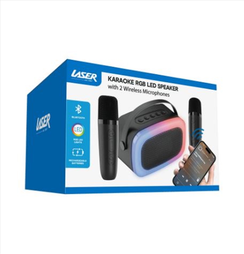 Laser Karaoke RGB LED Speaker with 2 Wireless Mics - Black/Product Detail/Karaoke