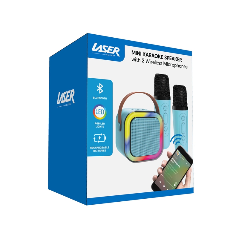 Laser Mini Bluetooth Karaoke Speaker with Dual Wireless Mics (Blue)/Product Detail/Karaoke