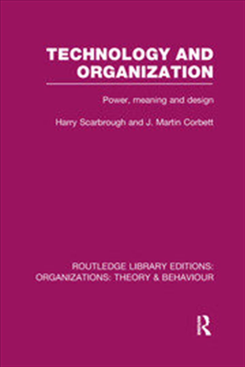 Technology and Organization (RLE: Organizations)/Product Detail/Business Leadership & Management