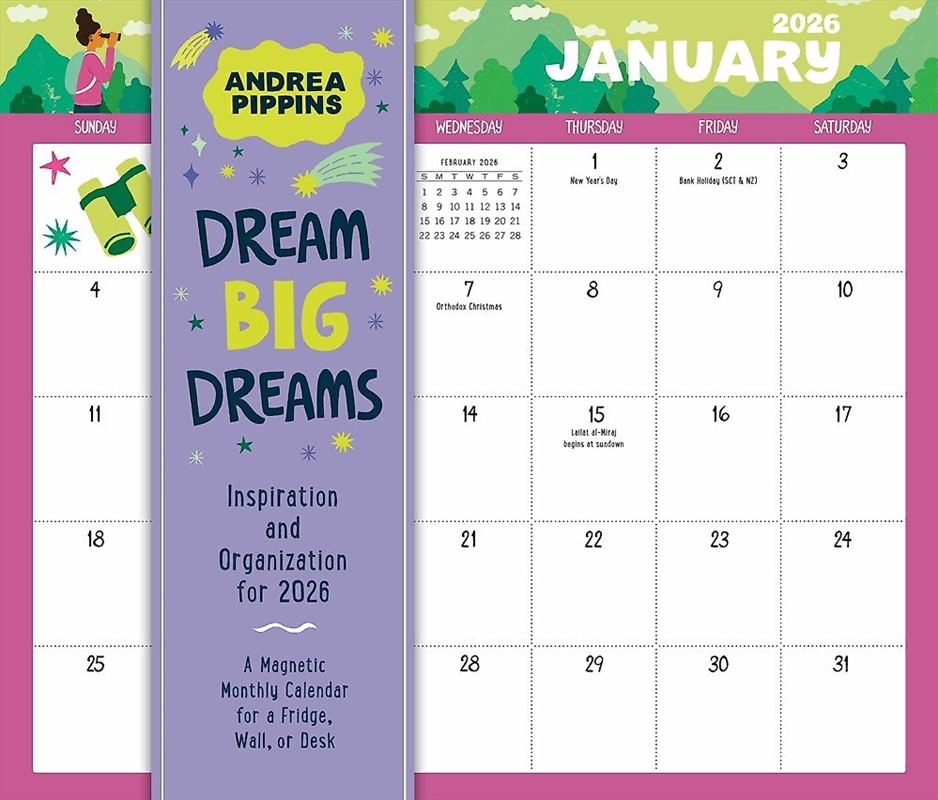 Dream Big Dreams Magnetic Wall Calendar 2026/Product Detail/Calendars & Diaries
