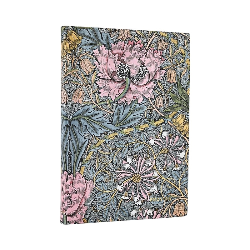 2026 Morris Pink Honeysuckle (William Morris) Midi 18-month Horizontal Softcover Flexi Dayplanner 20/Product Detail/Calendars & Diaries