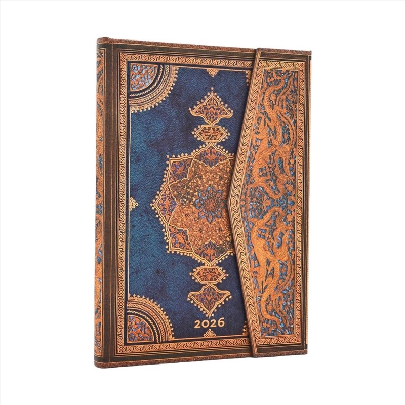 2026 Safavid Indigo (Safavid Binding Art) Midi 12-month Verso Hardcover Flexi Dayplanner 2026 (Wrap/Product Detail/Calendars & Diaries