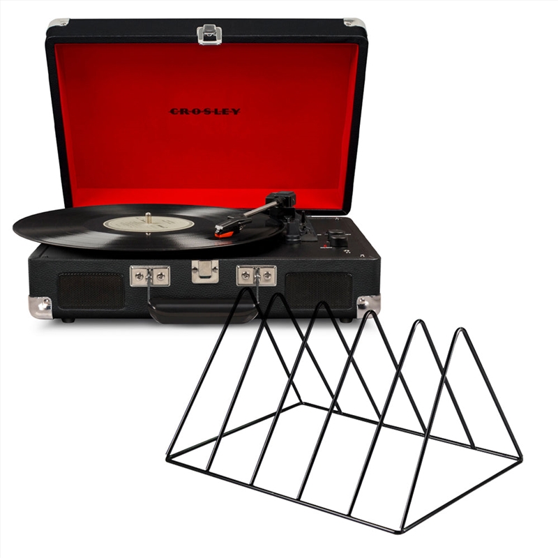 Crosley Cruiser Bluetooth Portable Turntable - Black + Gadhouse Vinyl Rack Bundle - Black/Product Detail/Turntables