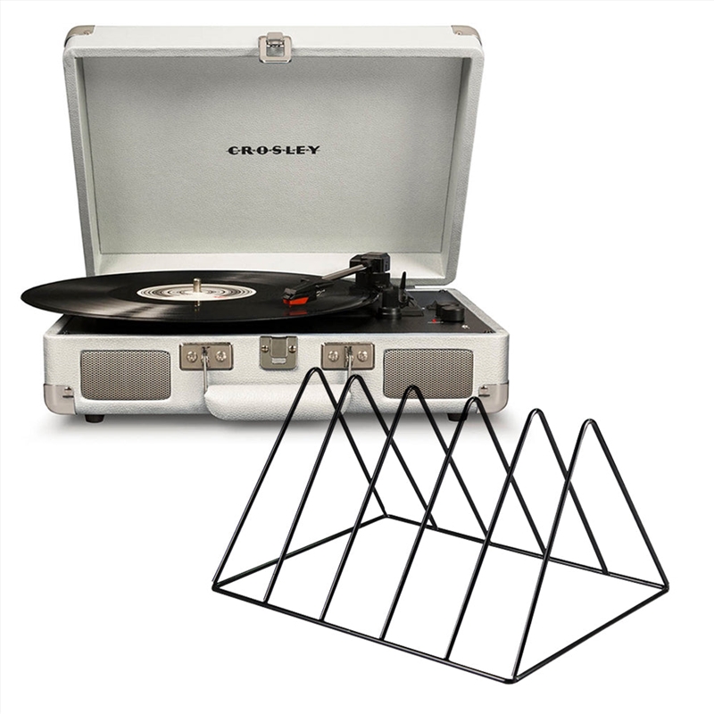 Crosley Cruiser Bluetooth Portable Turntable - White Sands + Gadhouse Vinyl Rack Bundle - Black/Product Detail/Turntables