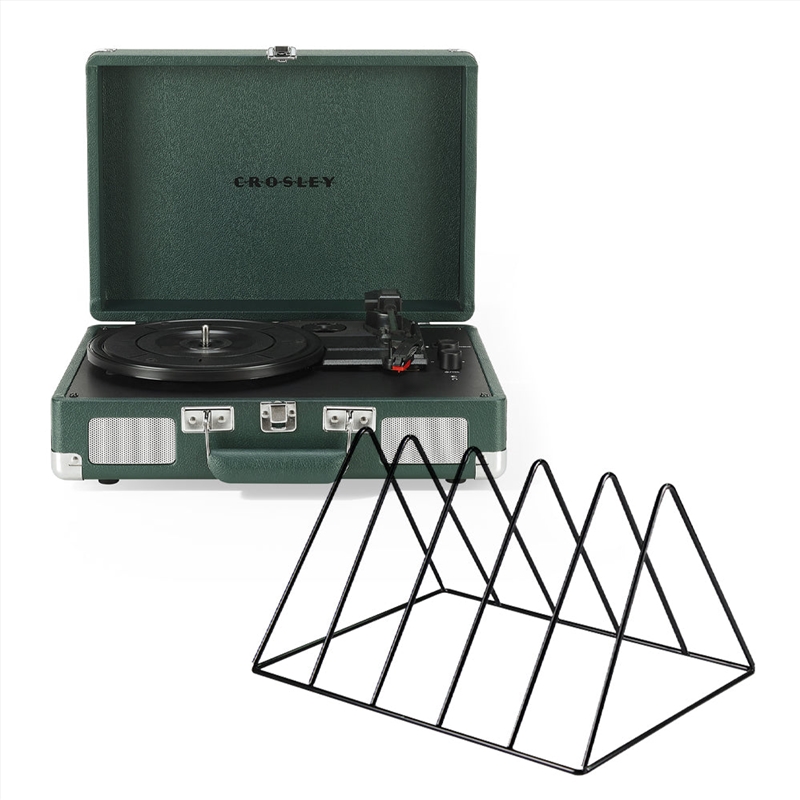 Crosley Cruiser Bluetooth Portable Turntable - Emerald Green + Gadhouse Vinyl Rack Bundle - Black/Product Detail/Turntables