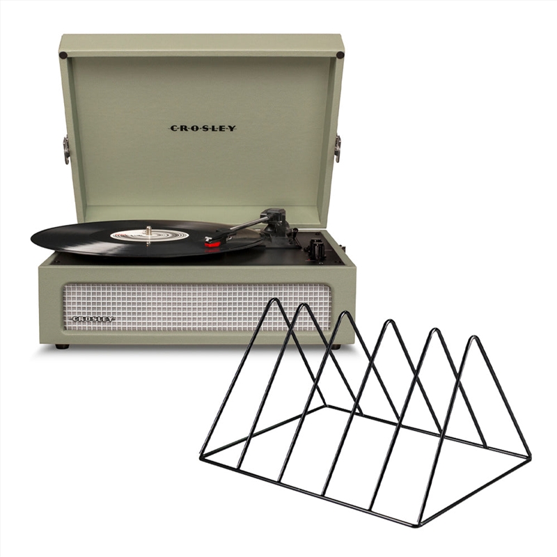 Crosley Voyager Bluetooth Portable Turntable - Sage + Gadhouse Vinyl Rack Bundle - Black/Product Detail/Turntables