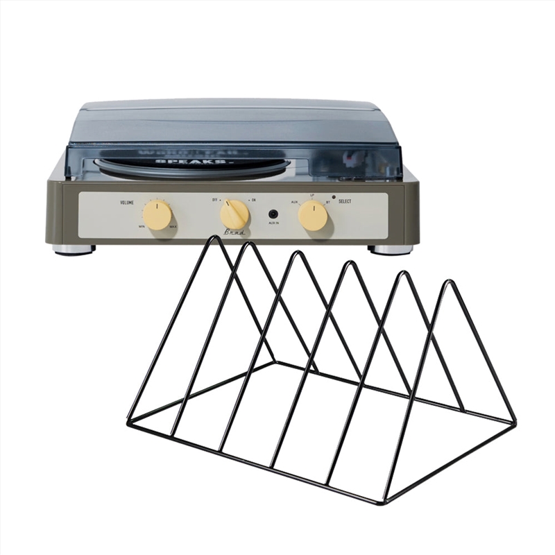 Gadhouse Brad Mkii Record Player - Grey + Gadhouse Vinyl Rack Bundle - Black/Product Detail/Turntables