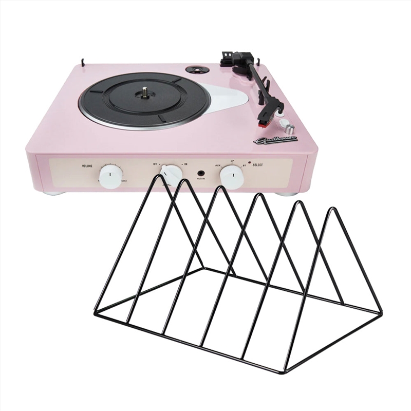 Gadhouse Brad Mkii Record Player - Limited Editon Pink + Gadhouse Vinyl Rack Bundle - Black/Product Detail/Turntables