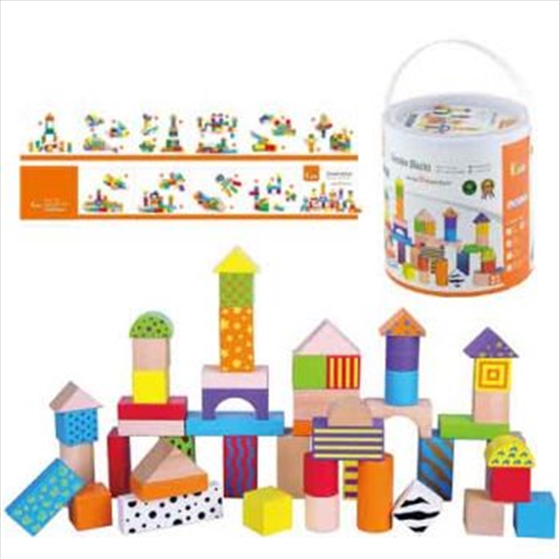 Fun Factory Coloured Wooden Blocks 50pc in Tub/Product Detail/Toys