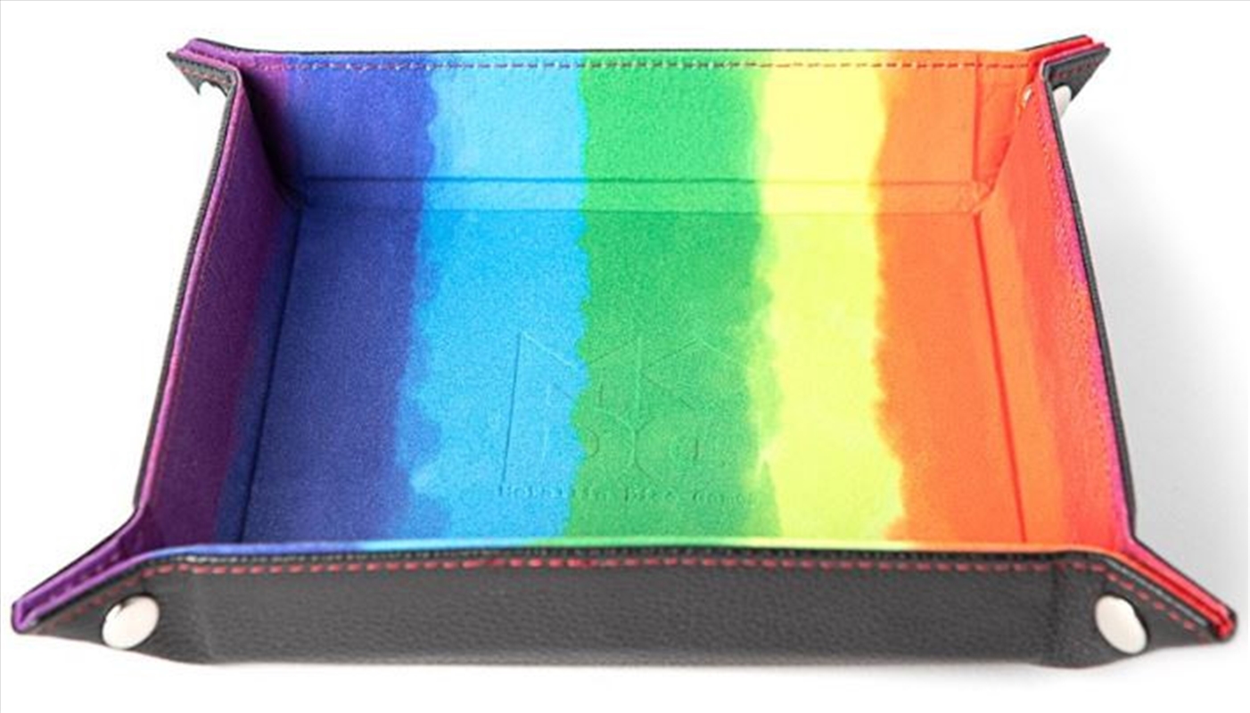MDG Fold Up Velvet Dice Tray w/ PU Leather Backing: Watercolor Rainbow/Product Detail/Games