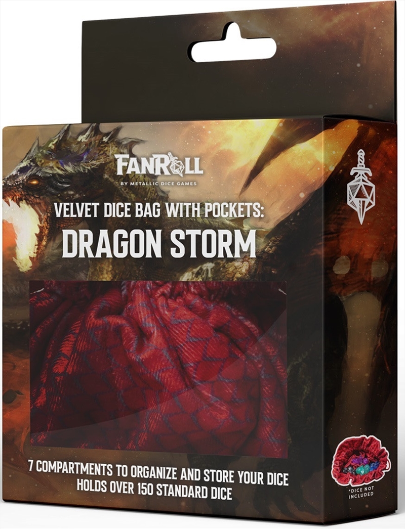 MDG Velvet Compartment Dice Bag with Pockets: Dragon Storm Red Dragon Scales/Product Detail/Games
