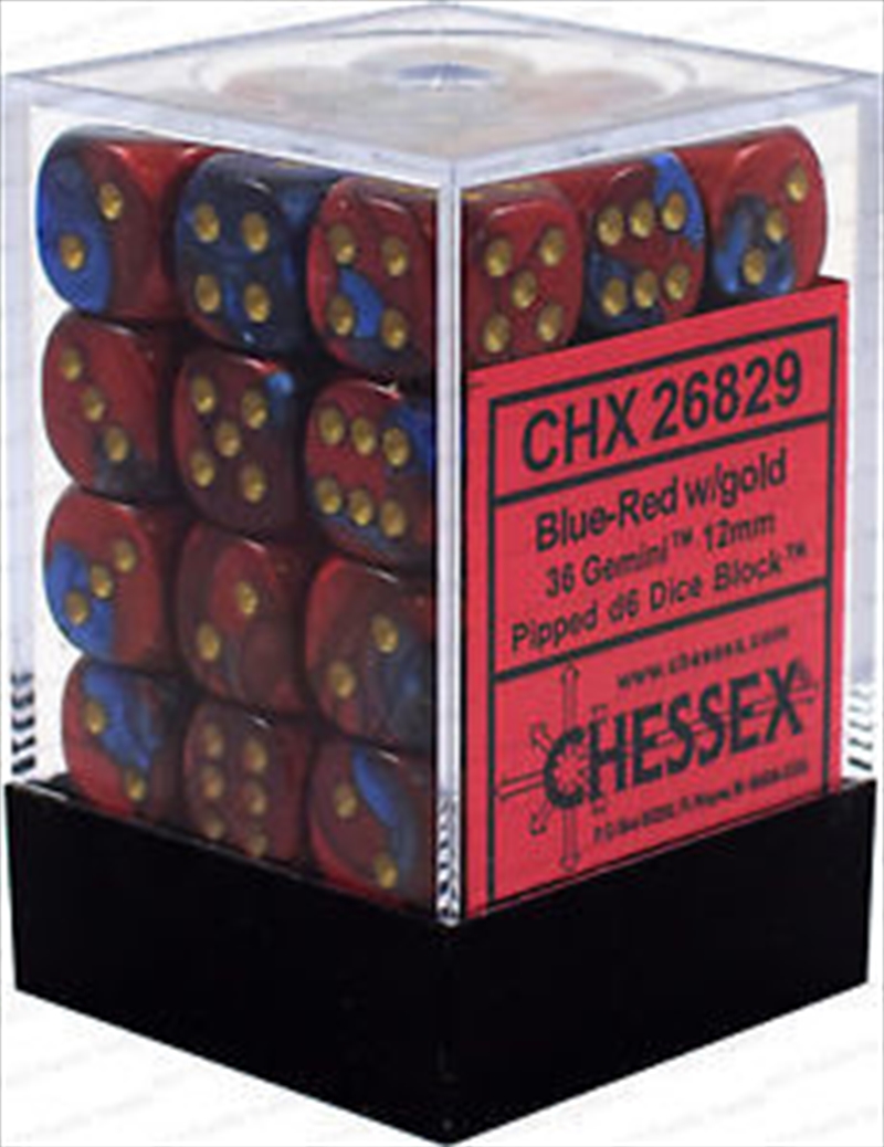Chessex 12mm D6 Dice Block Gemini Blue-Red/Gold/Product Detail/Dice Games