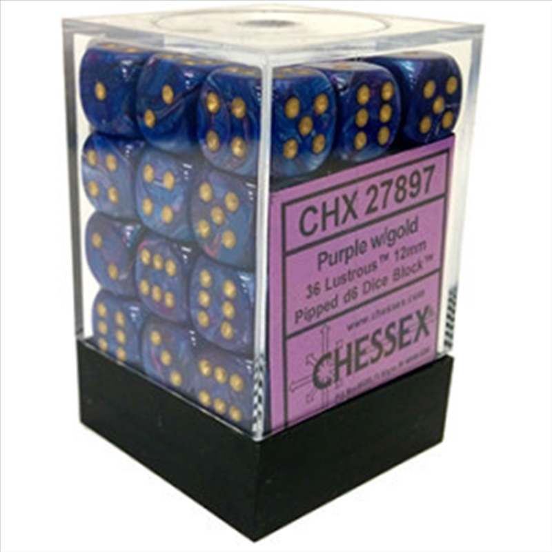 Chessex 12mm D6 Dice Block Lustrous Purple/Gold/Product Detail/Dice Games