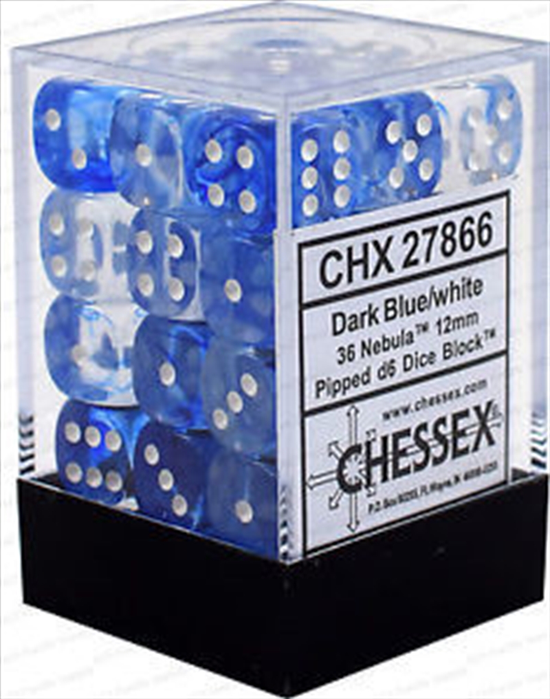 Chessex 12mm D6 Dice Block Nebula Dark Blue/White/Product Detail/Dice Games
