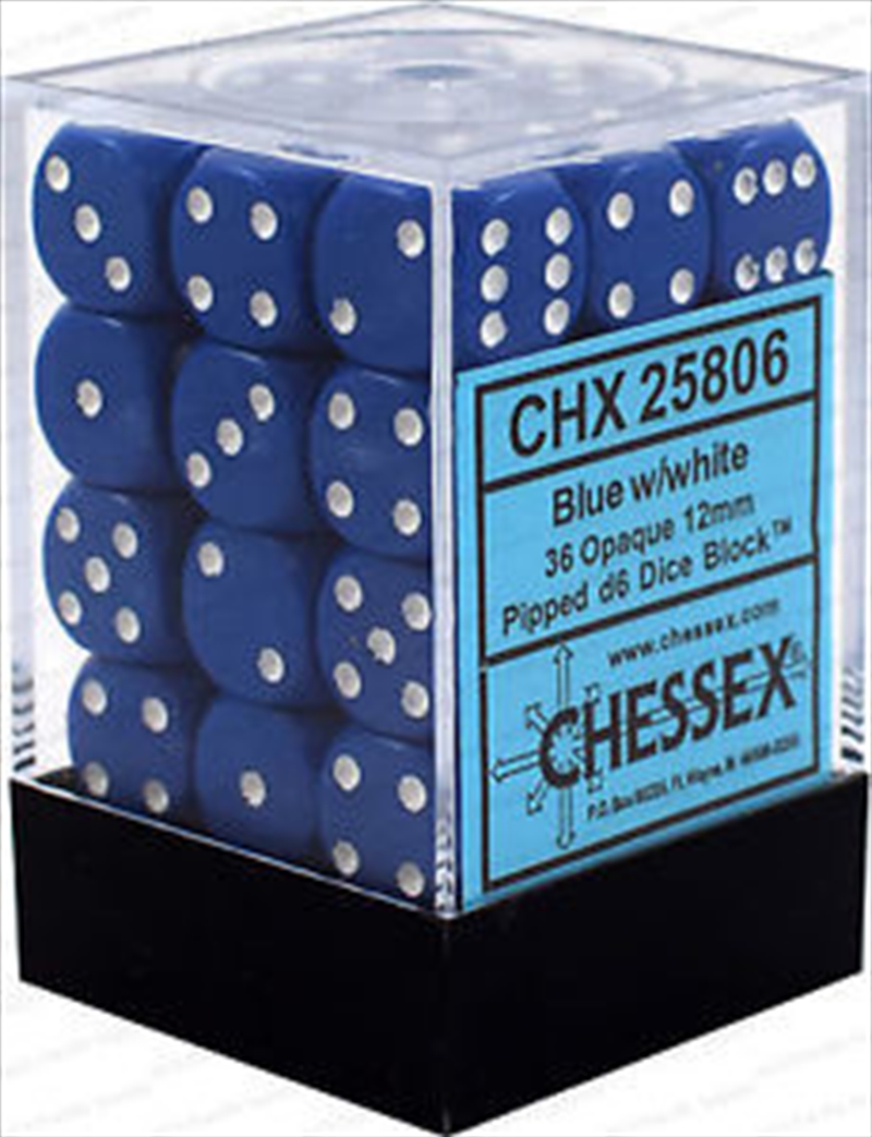 Chessex 12mm D6 Dice Block Opaque Blue/White/Product Detail/Dice Games