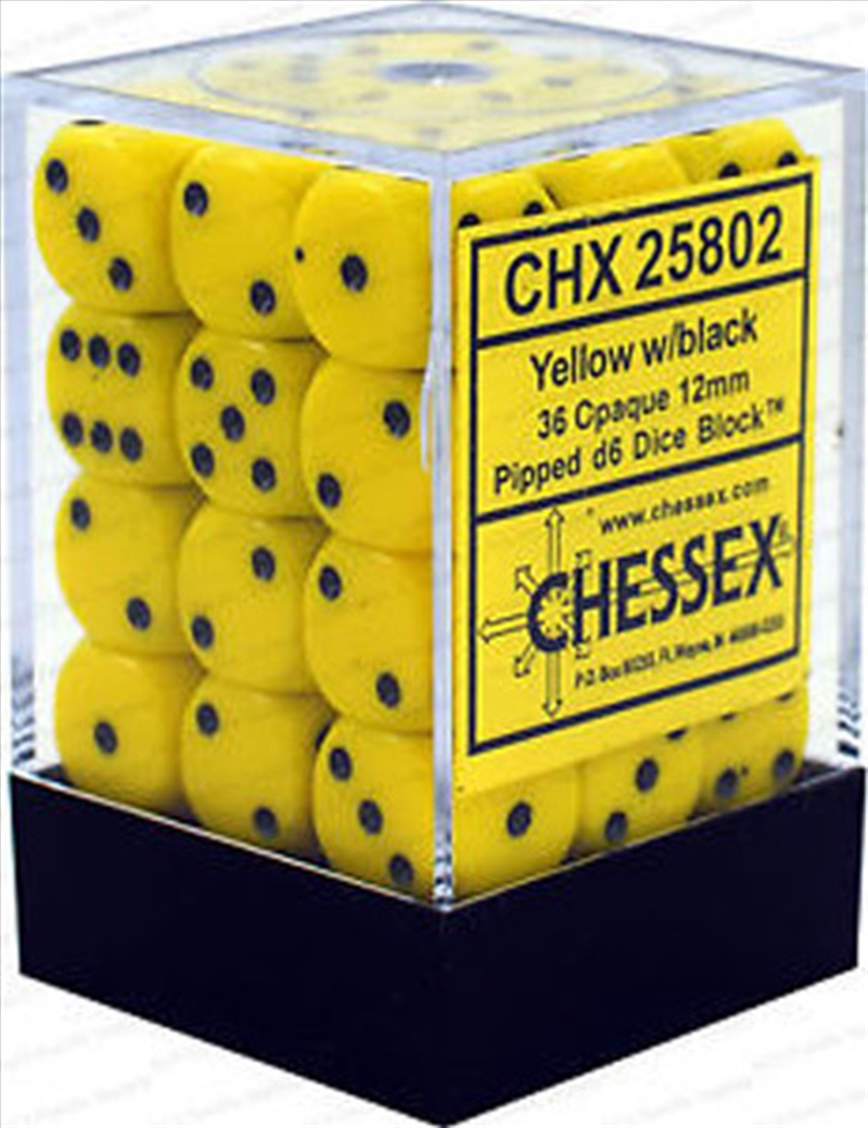 Chessex 12mm D6 Dice Block Opaque Yellow/Black/Product Detail/Dice Games