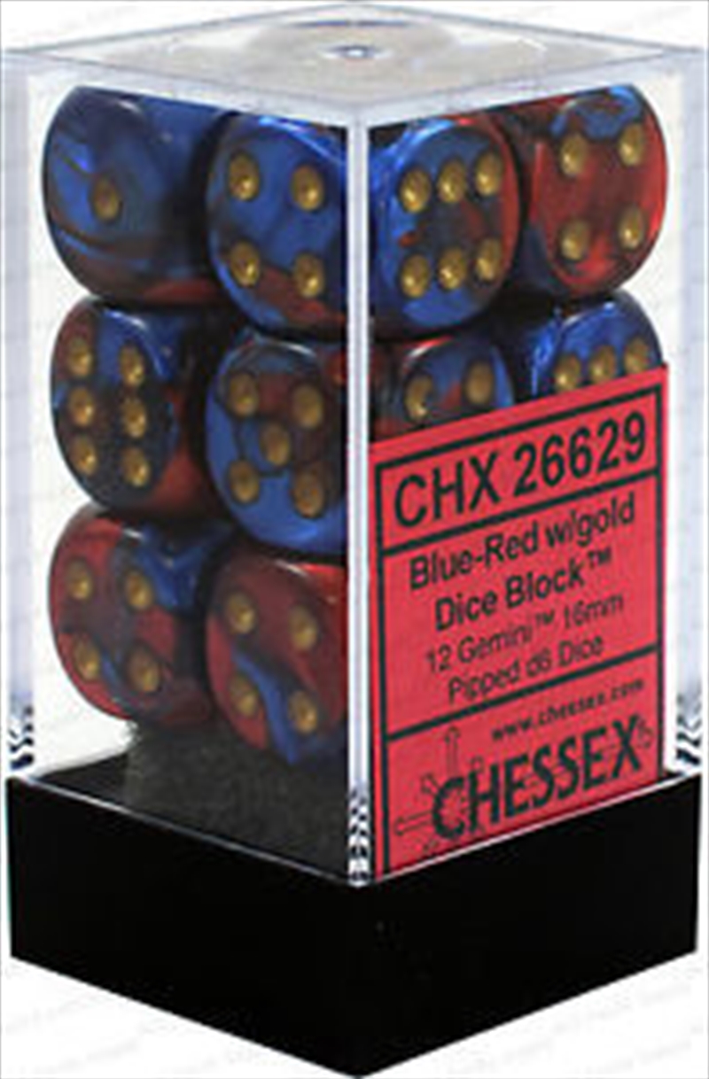 Chessex 16mm D6 Dice Block Gemini Blue-Red/Gold/Product Detail/Dice Games
