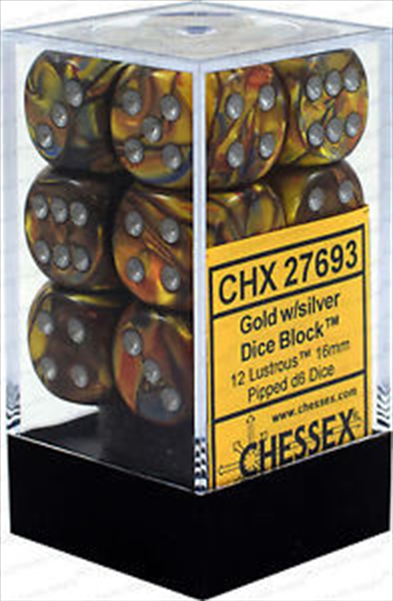 Chessex 16mm D6 Dice Block Lustrous Gold/Silver/Product Detail/Dice Games