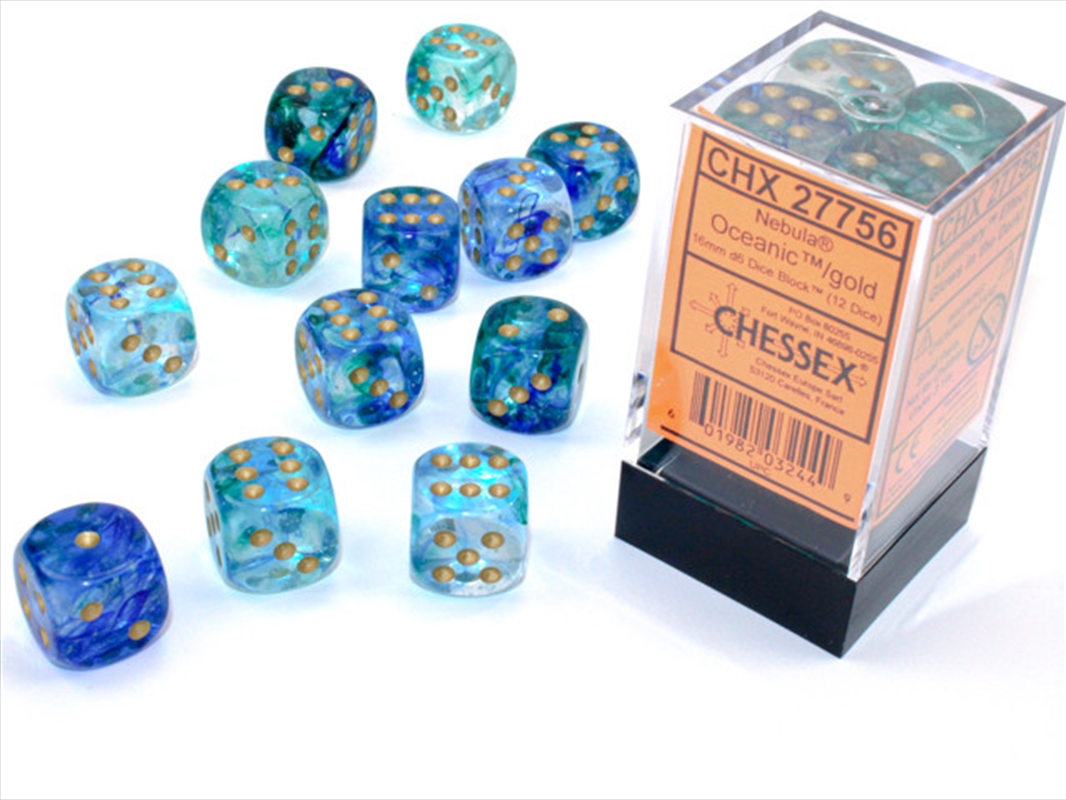 Chessex 16mm D6 Dice Block Nebula Oceanic/Gold (Luminary Effect)/Product Detail/Dice Games