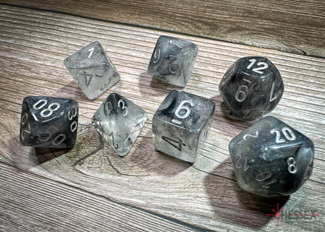 Chessex Borealis Polyhedral Light Smoke/silver Luminary 7-Die Set/Product Detail/Dice Games