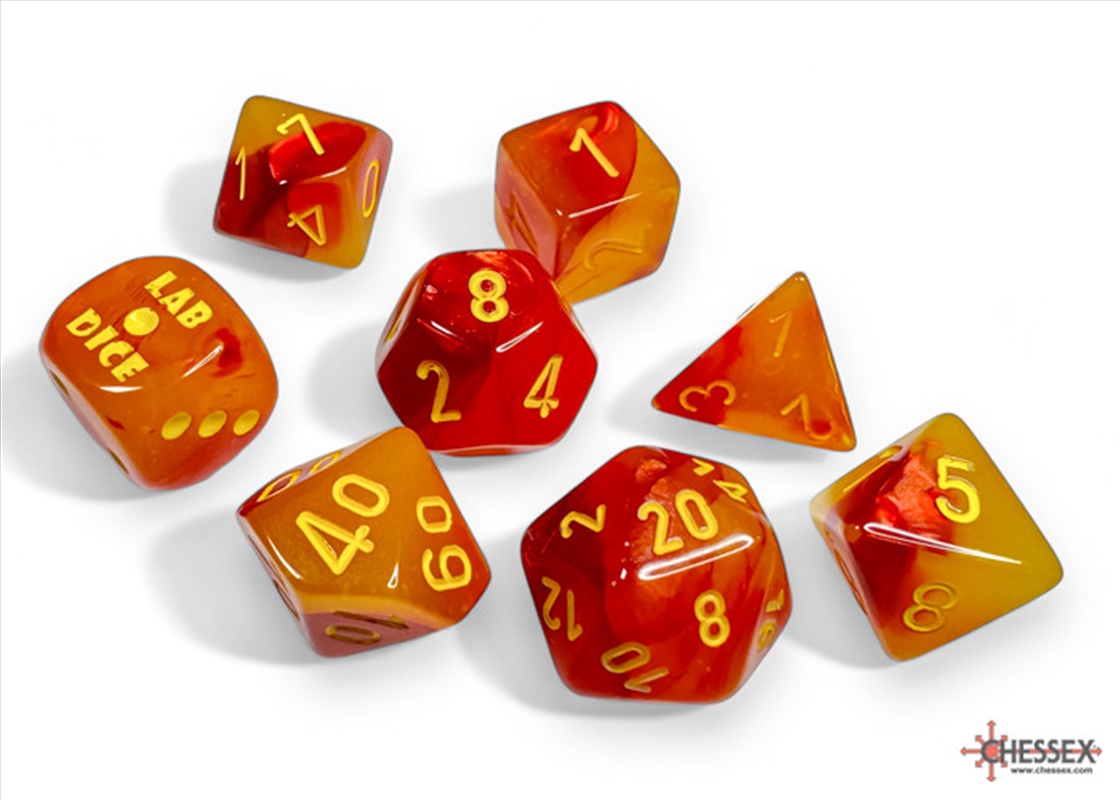 Chessex Gemini Polyhedral Gellow-Red/yellow Luminary 7-Die Set (with bonus die)/Product Detail/Dice Games