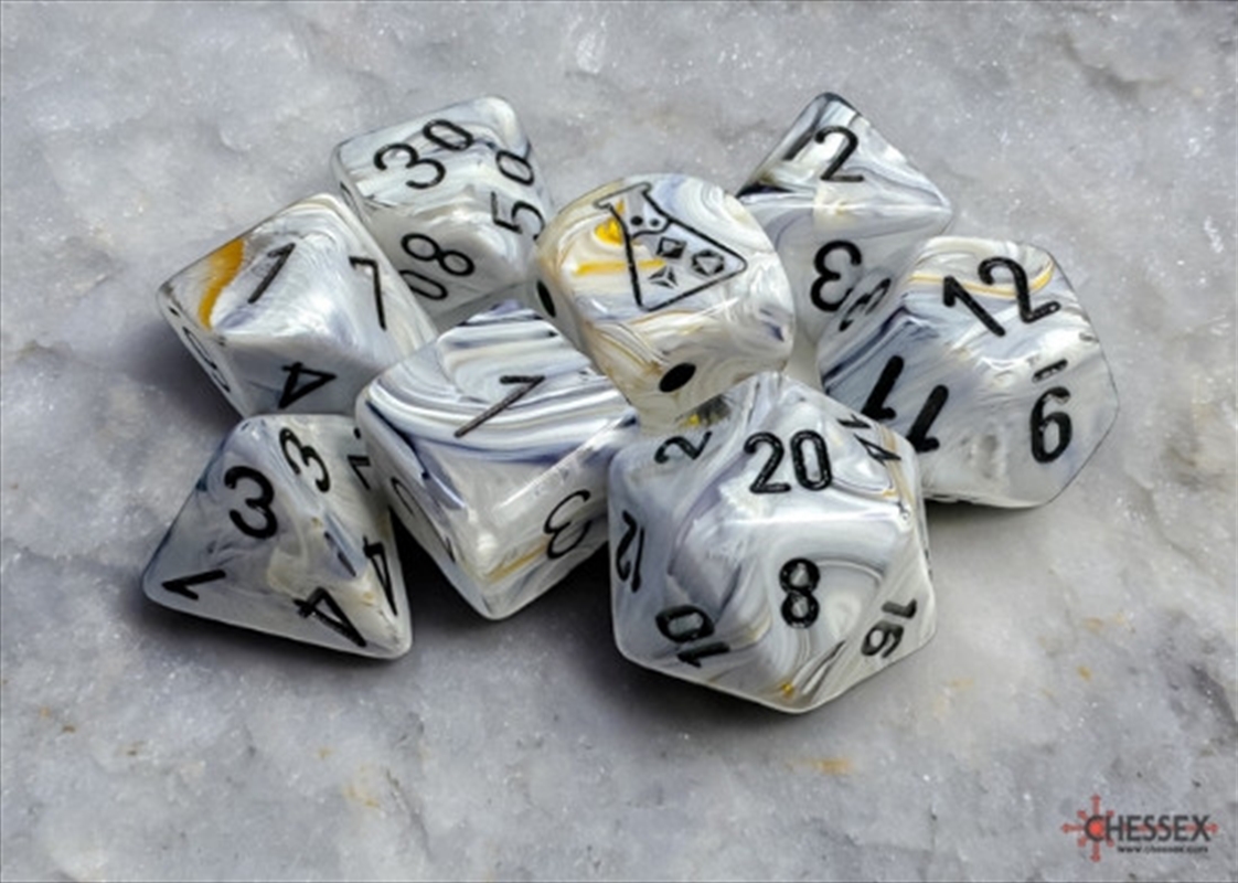 Chessex Marble Polyhedral Calcite/black 7-Die Set (with bonus die)/Product Detail/Dice Games
