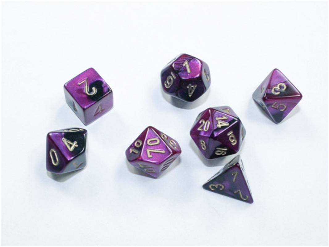 Chessex Mini-Polyhedral 7-Die Set Gemini Black-Purple/Gold/Product Detail/Dice Games