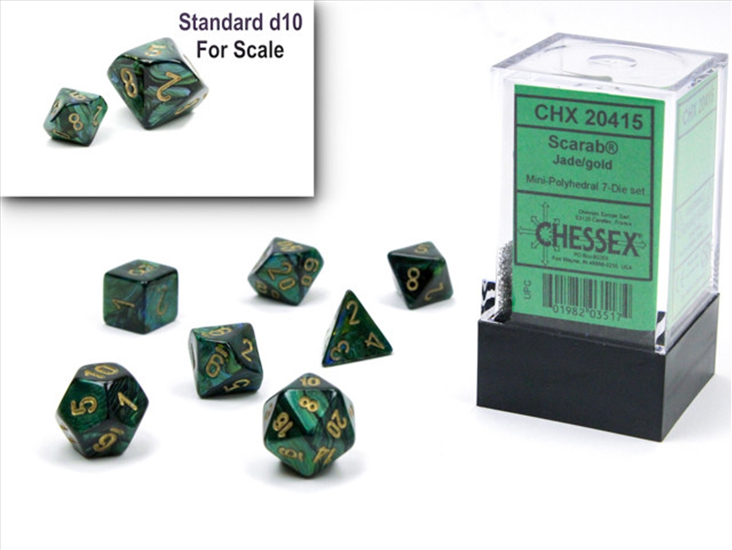 Chessex Mini-Polyhedral 7-Die Set Scarab Jade/Gold/Product Detail/Dice Games