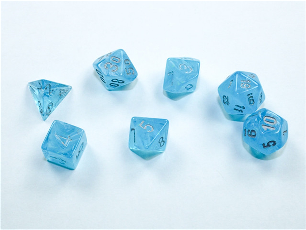 Chessex Mini-Polyhedral 7-Die Set Sky/Silver (Luminary Effect)/Product Detail/Dice Games