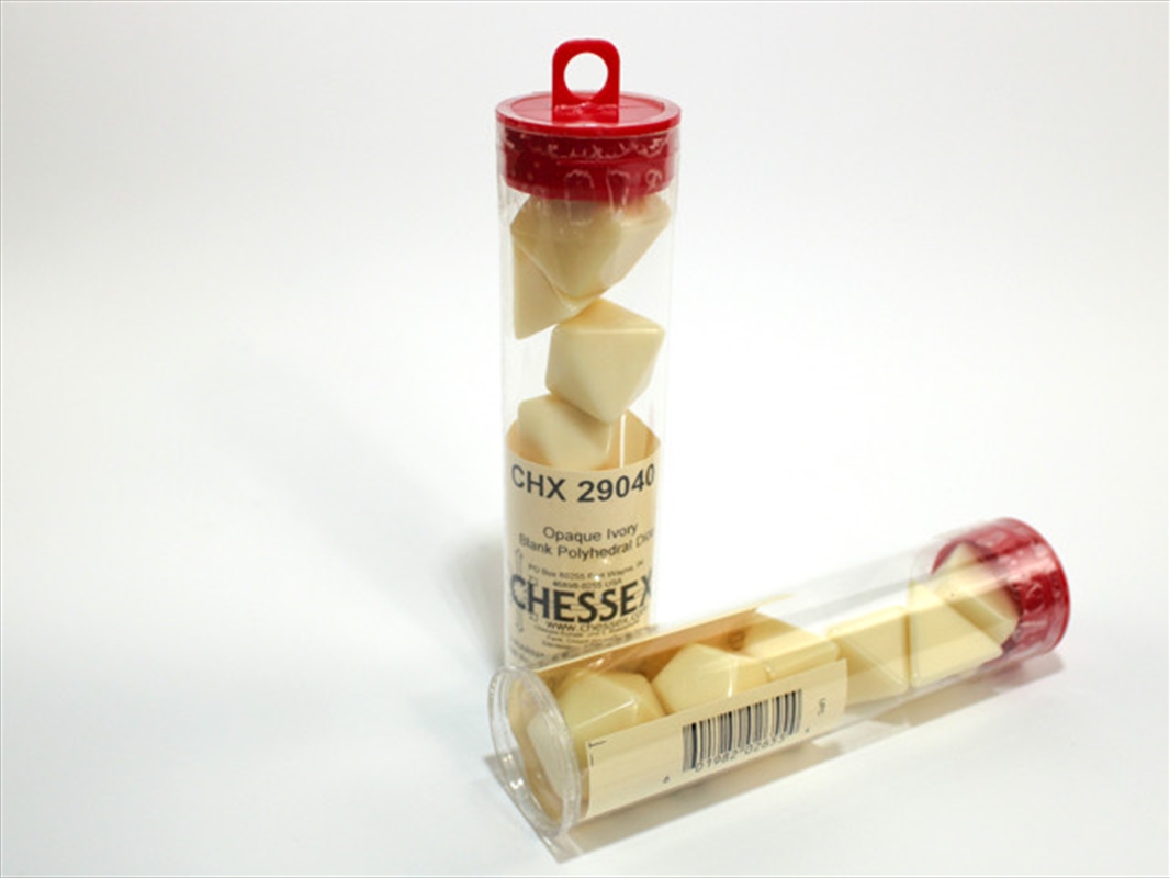 Chessex Polyhedral 6-Die Blank Dice Set Opaque Ivory/Product Detail/Dice Games