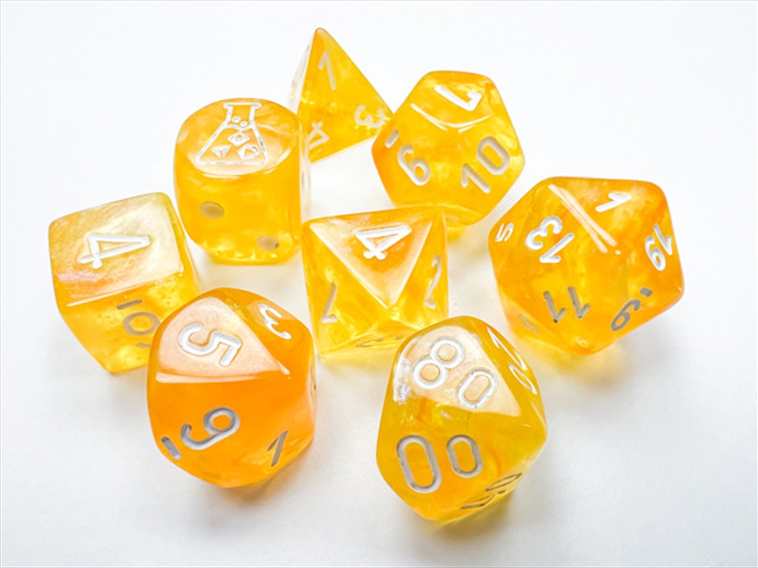 Chessex Polyhedral 7-Die Set Borealis Canary/White (Luminary Effect)/Product Detail/Dice Games