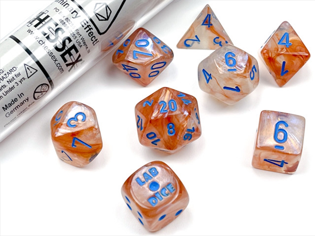 Chessex Polyhedral 7-Die Set Borealis Rose Gold/Light Blue (Luminary Effect)/Product Detail/Dice Games