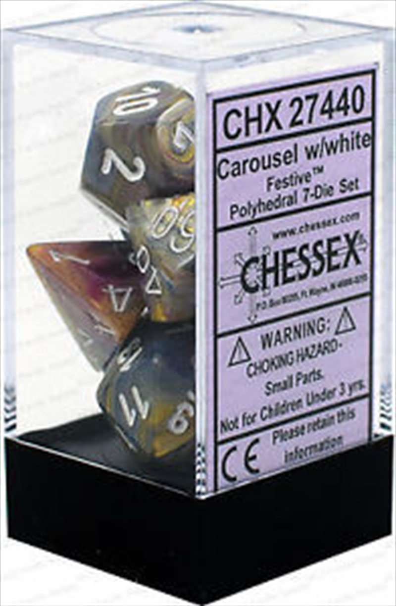 Chessex Polyhedral 7-Die Set Festive Carousel/White/Product Detail/Dice Games