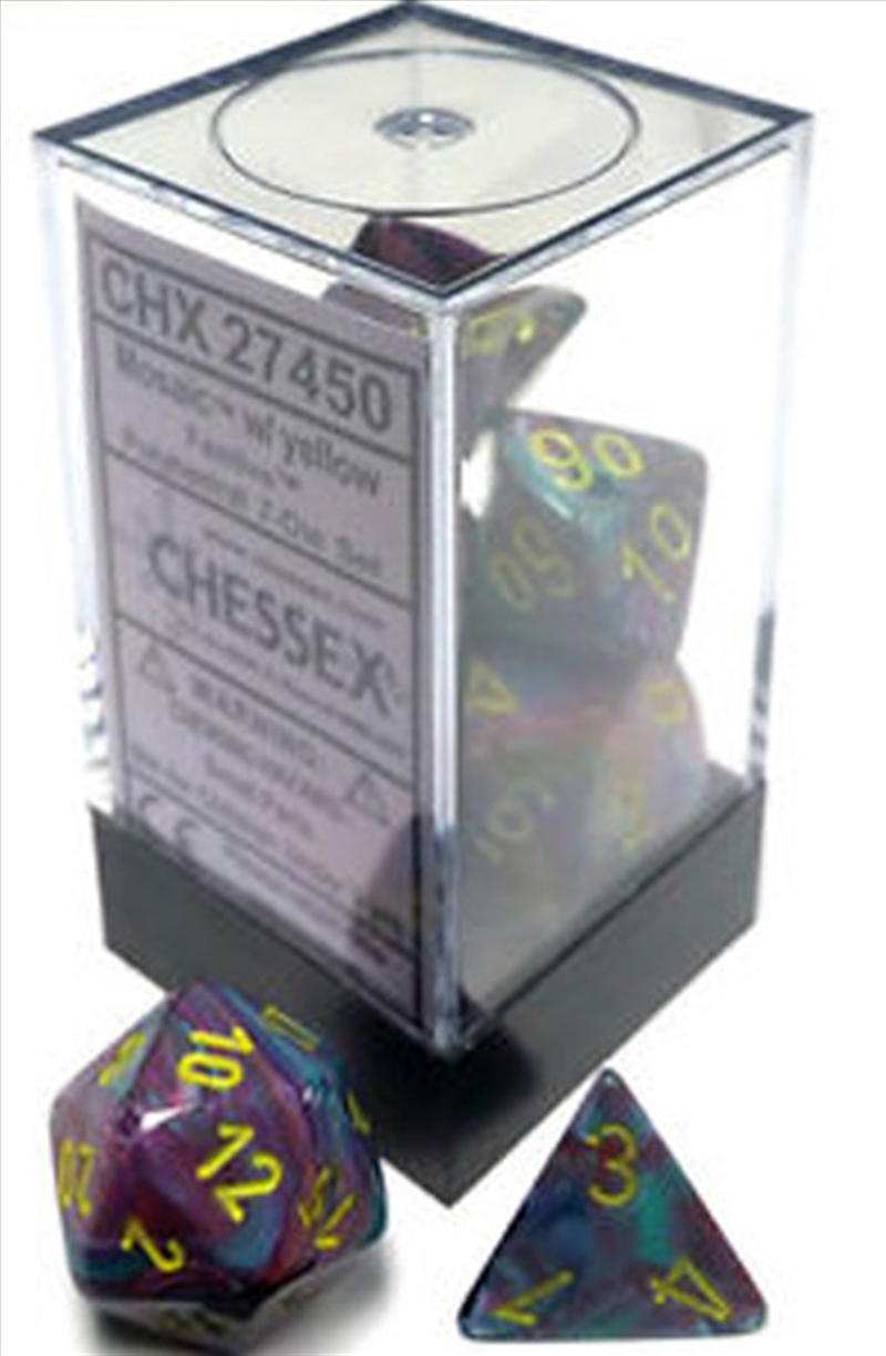 Chessex Polyhedral 7-Die Set Festive Mosaic/Yellow/Product Detail/Dice Games