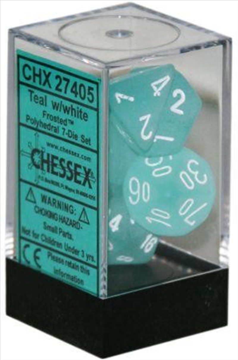 Chessex Polyhedral 7-Die Set Frosted Teal/White/Product Detail/Dice Games