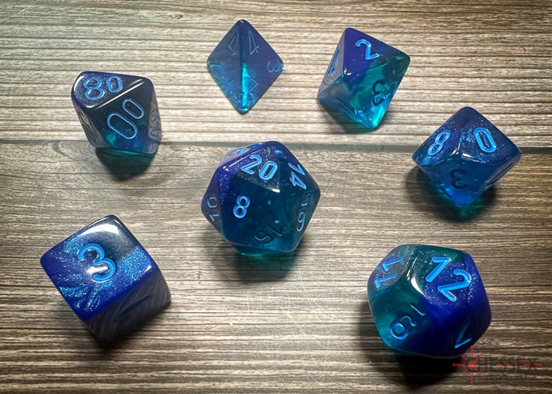 Chessex Polyhedral 7-Die Set Gemini Blue-Blue/Light Blue (Luminary Effect)/Product Detail/Dice Games