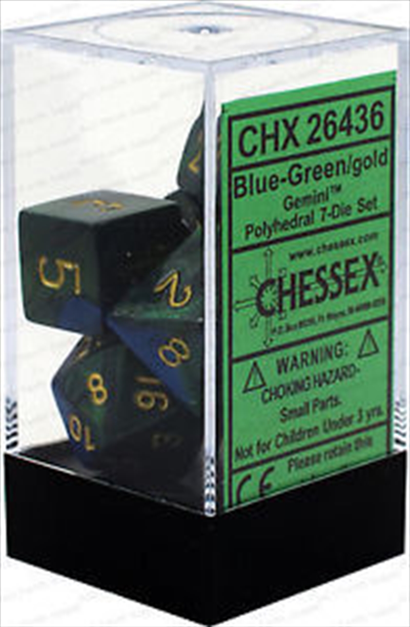 Chessex Polyhedral 7-Die Set Gemini Blue-Green/Gold/Product Detail/Dice Games