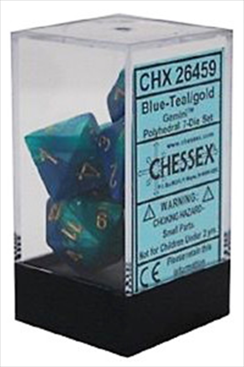 Chessex Polyhedral 7-Die Set Gemini Blue-Teal/Gold/Product Detail/Dice Games