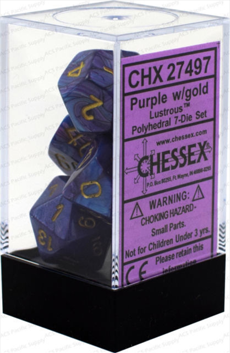 Chessex Polyhedral 7-Die Set Lustrous Purple/Gold/Product Detail/Dice Games