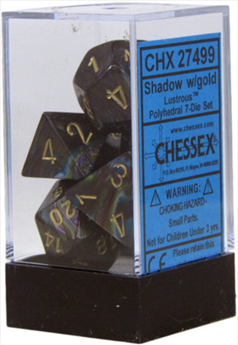 Chessex Polyhedral 7-Die Set Lustrous Shadow/Gold/Product Detail/Dice Games