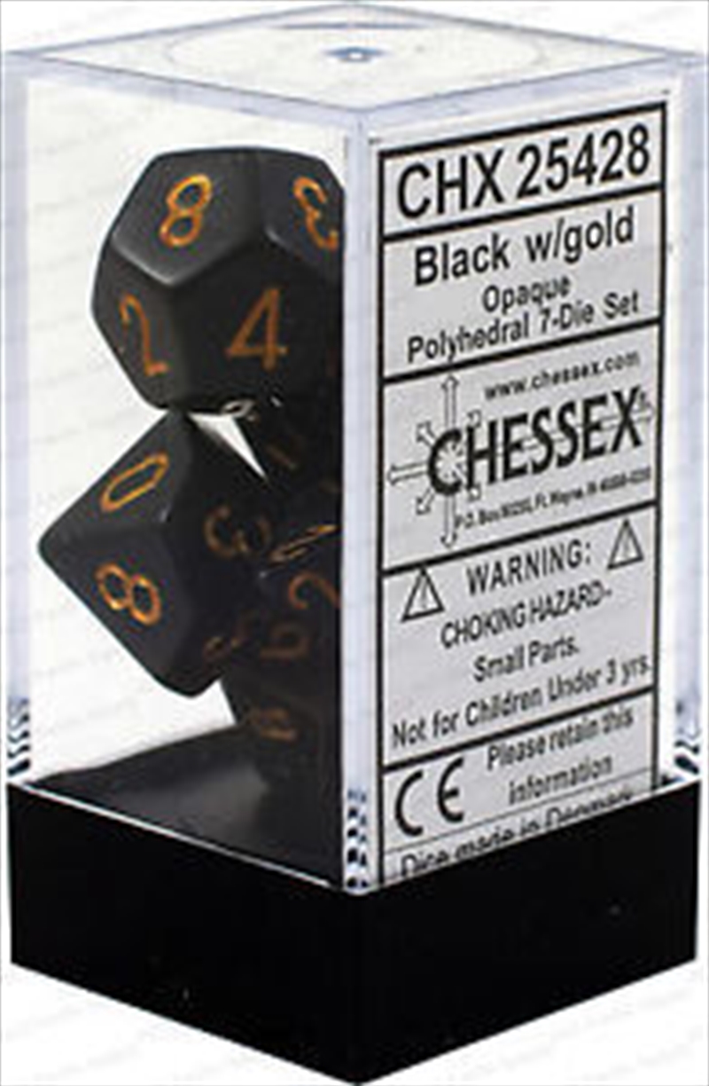 Chessex Polyhedral 7-Die Set Opaque Black/Gold/Product Detail/Dice Games