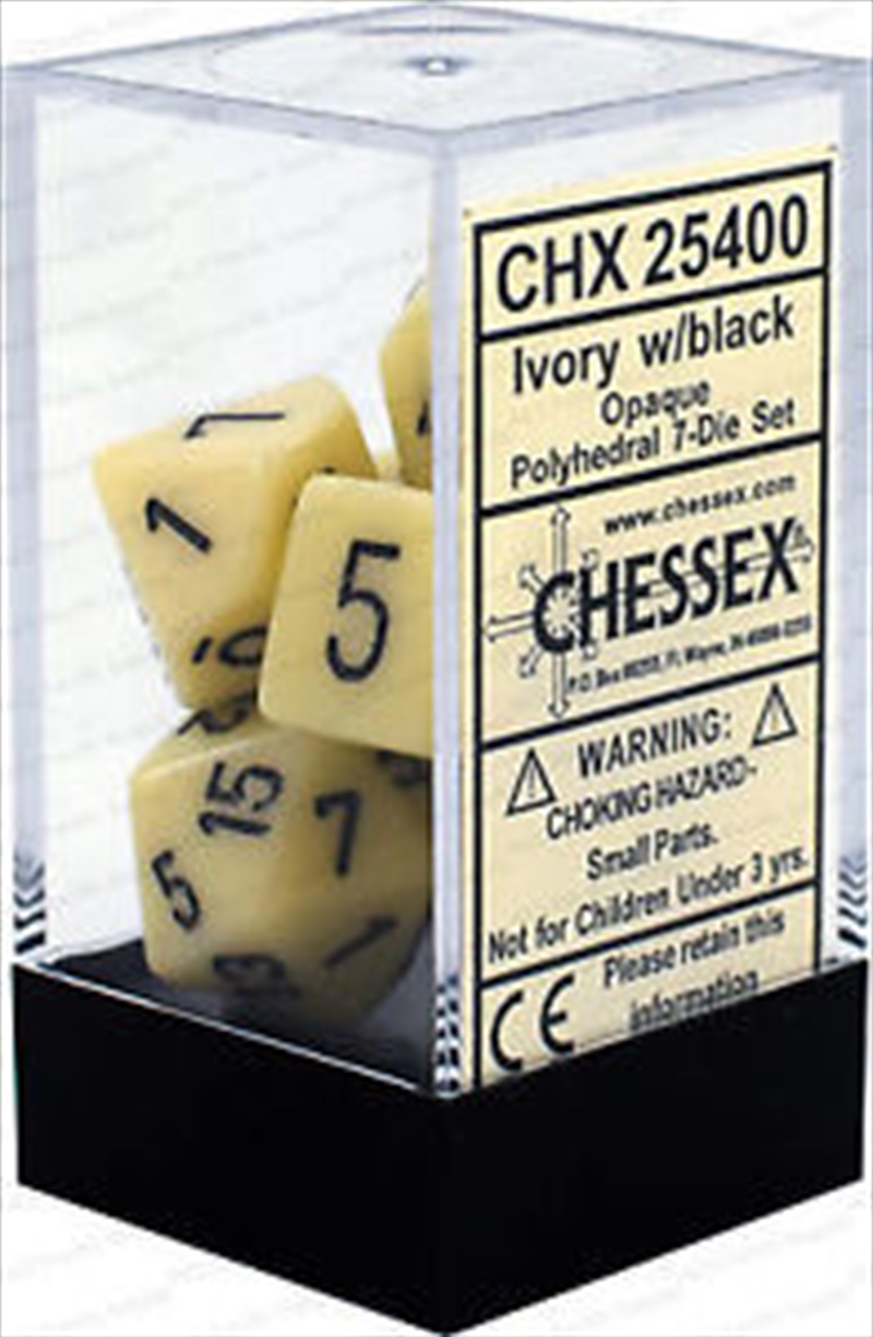 Chessex Polyhedral 7-Die Set Opaque Ivory/Black/Product Detail/Dice Games
