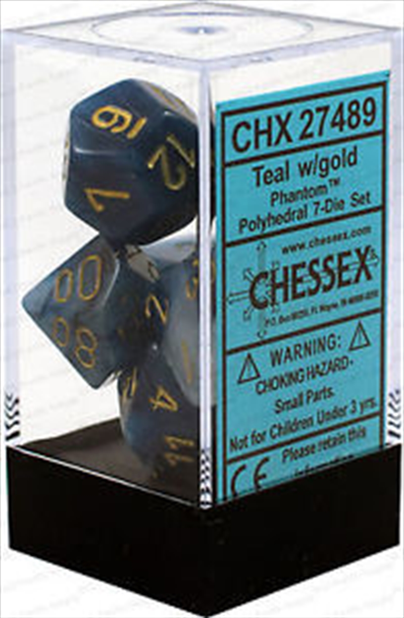 Chessex Polyhedral 7-Die Set Phantom Teal/Gold/Product Detail/Dice Games