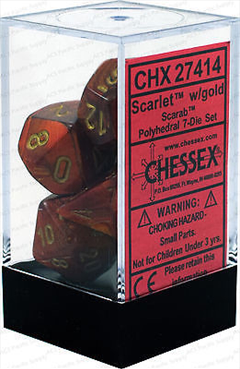 Chessex Polyhedral 7-Die Set Scarab Scarlet/Gold/Product Detail/Dice Games