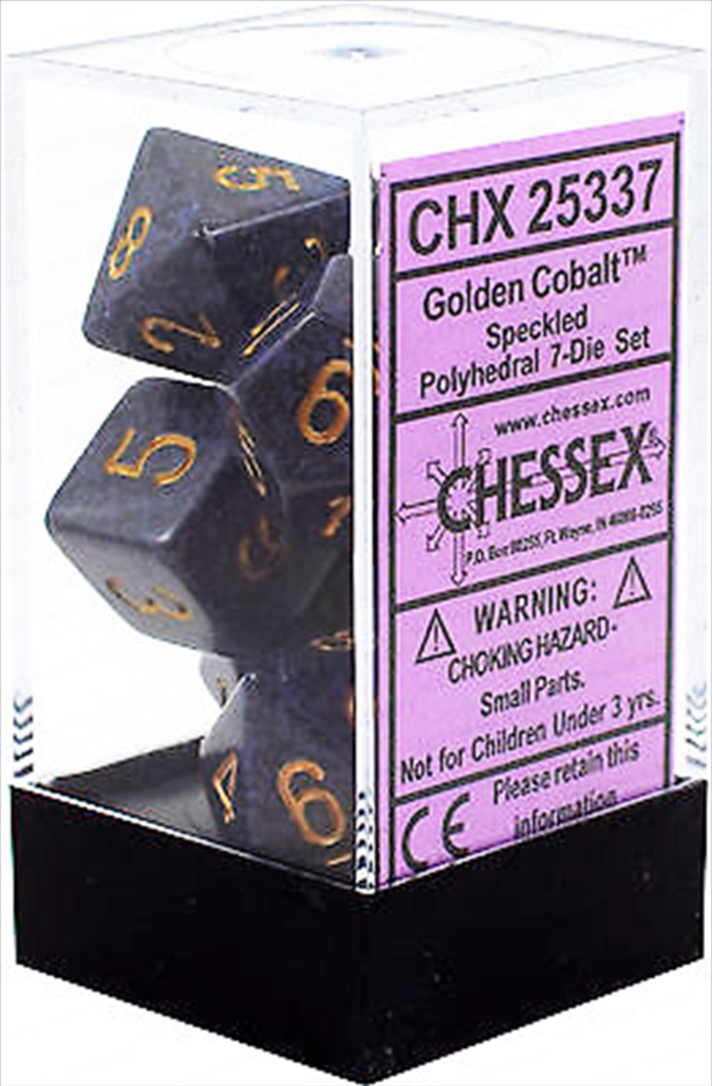 Chessex Polyhedral 7-Die Set Speckled Golden Cobalt/Product Detail/Dice Games