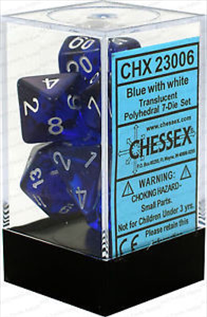 Chessex Polyhedral 7-Die Set Translucent Blue/White/Product Detail/Dice Games