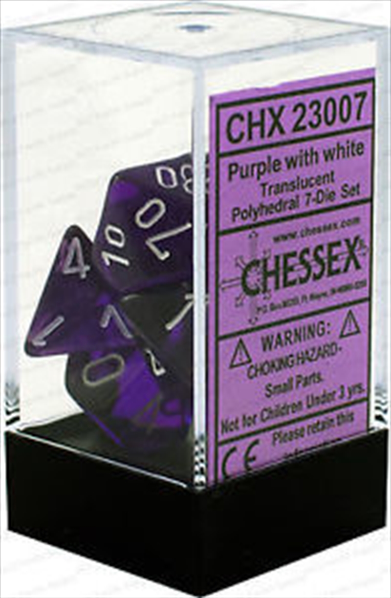 Chessex Polyhedral 7-Die Set Translucent Purple/White/Product Detail/Dice Games