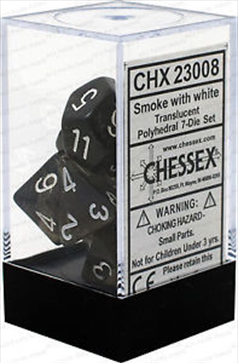 Chessex Polyhedral 7-Die Set Translucent Smoke/White/Product Detail/Dice Games